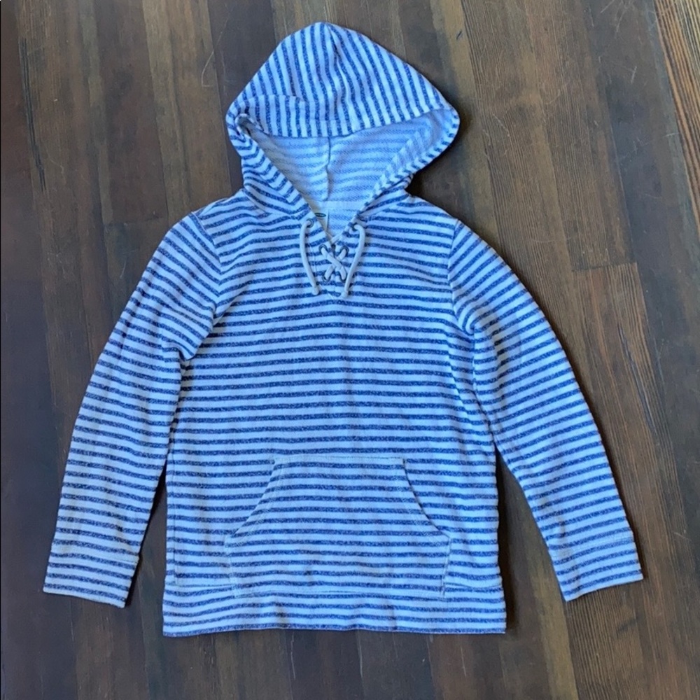 Striped Lace-Up Hoodie